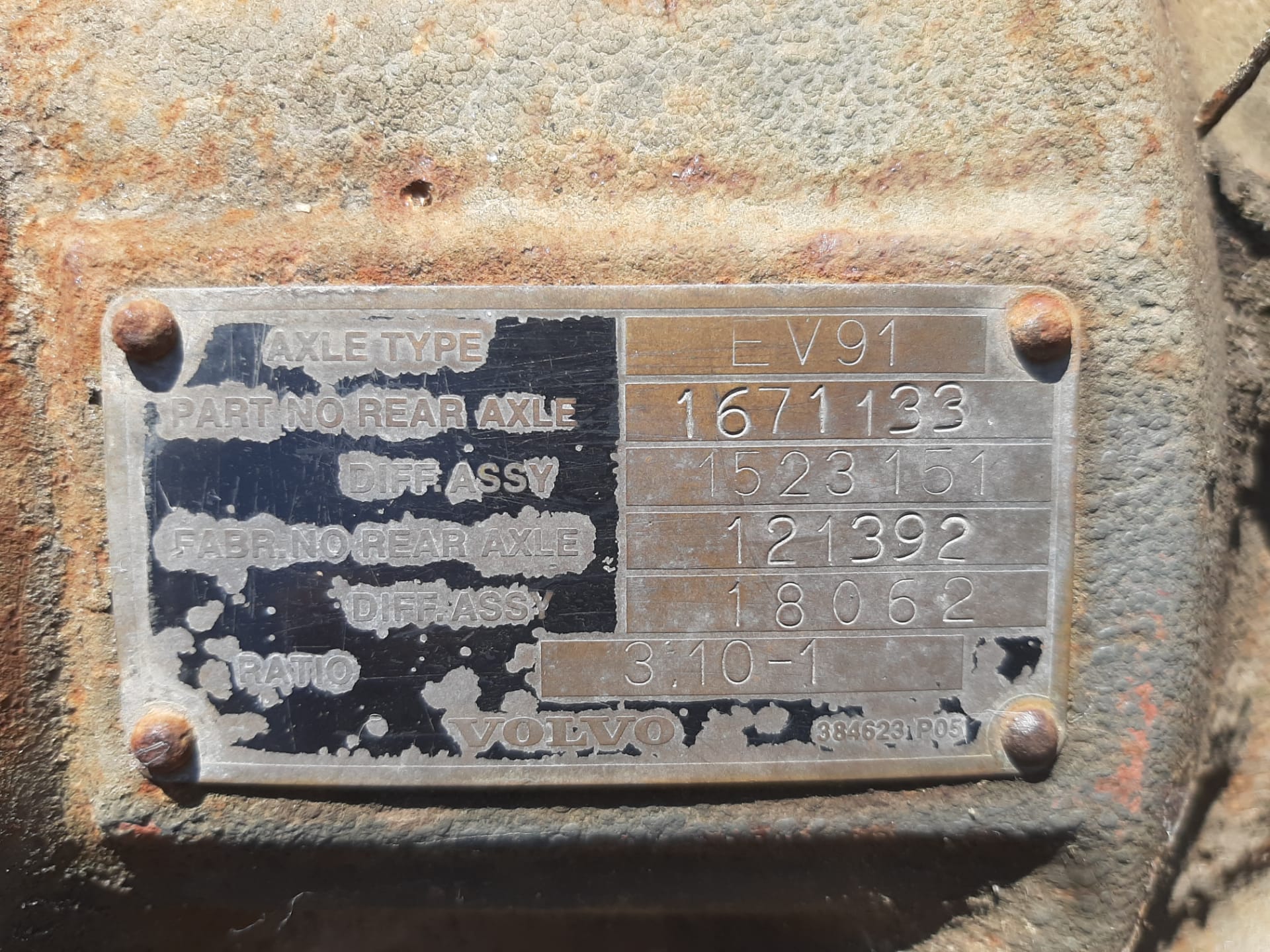 EIXO COMPLETO VOLVO FH12 DIFERENCIAL EV91 1671133 RATIO 3.10-1