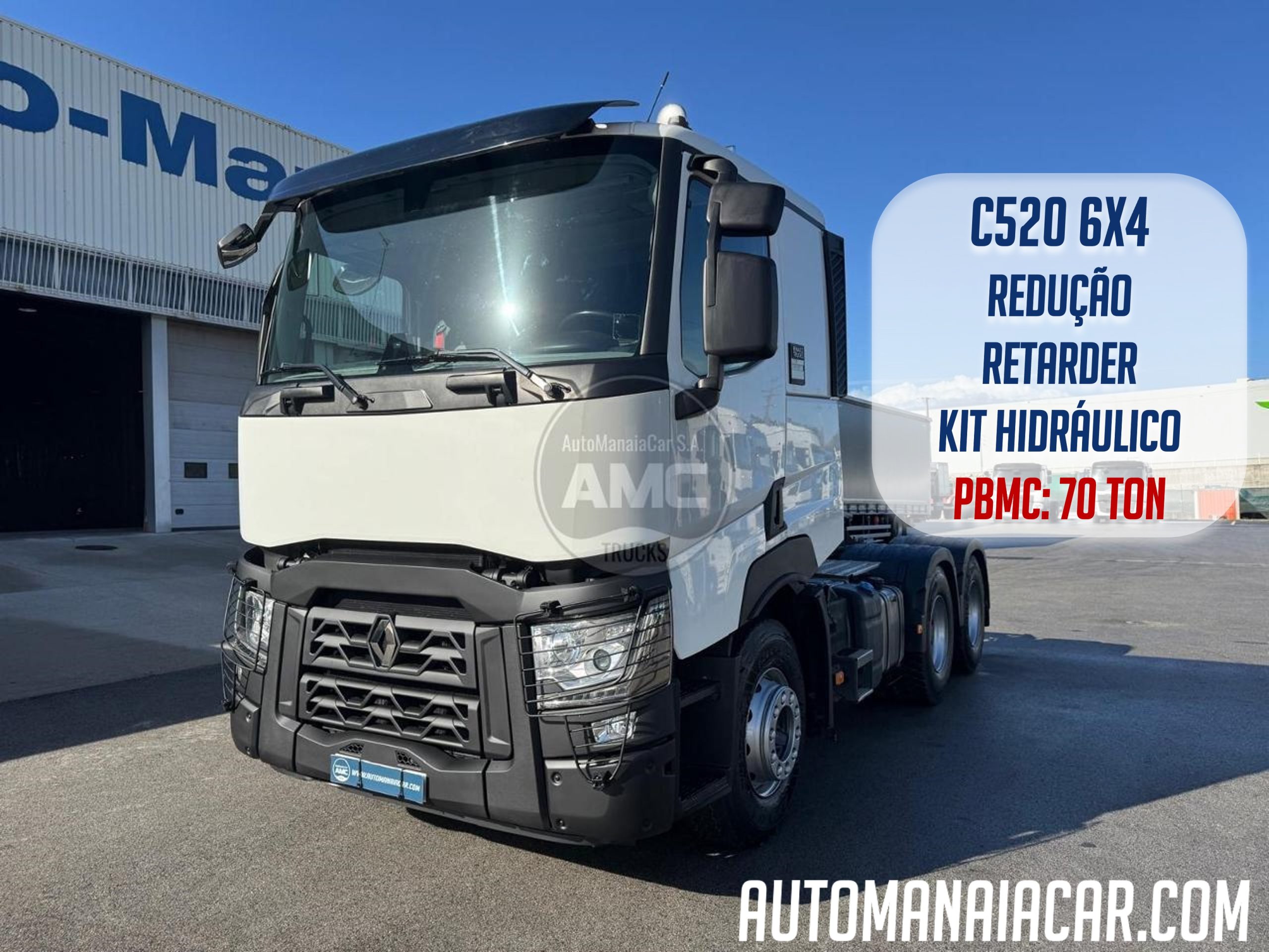 TRATOR RENAULT C520 EURO6 6X4 CAB. BAIXA RETARDER KIT HIDRÁULICO REDUÇÃO AOS CUBOS PBMC: 70000 KGS