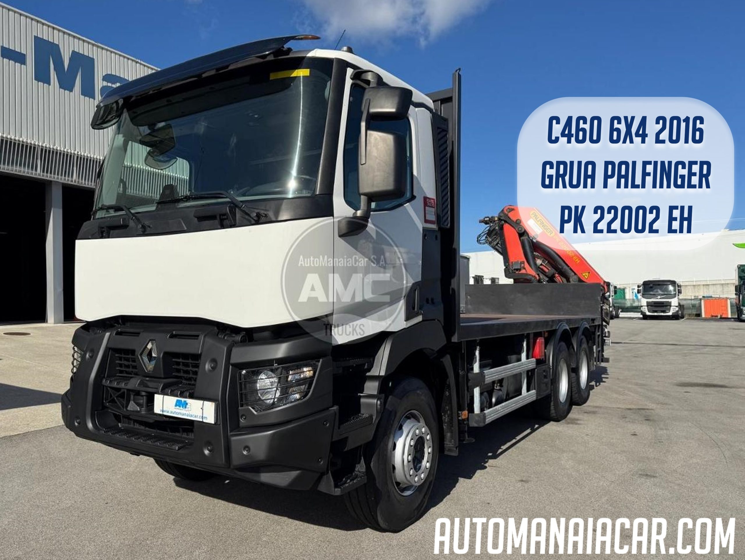 RENAULT C460 EURO6 6X4 07/2016 C/GRUA PALFINGER PK 22002EH RETARDER E REDUÇÃO AOS CUBOS
