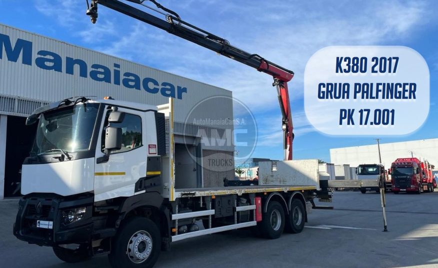 RENAULT K380 EURO6 6X4 2017 ESTRADO 7200 MM GRUA PALFINGER PK 17.001 SLD