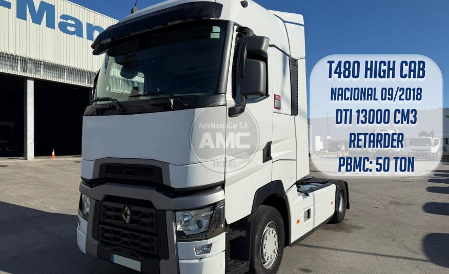RENAULT T480 HIGH CAB 4X2 09/2018 DTI 13000 CM3 RETARDER NACIONAL 50TON