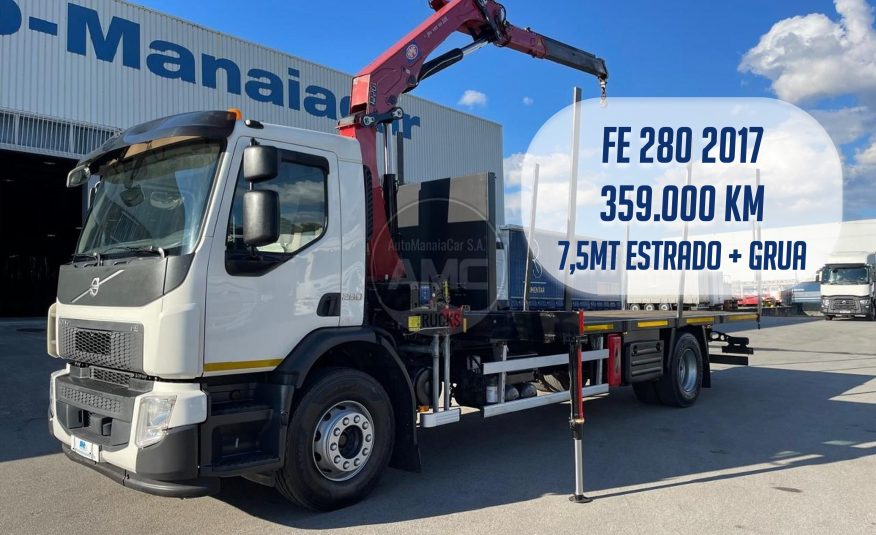 VOLVO FE 280 EURO6 4X2 19TON 2017 ESTRADO 7.5 MTS COM GRUA