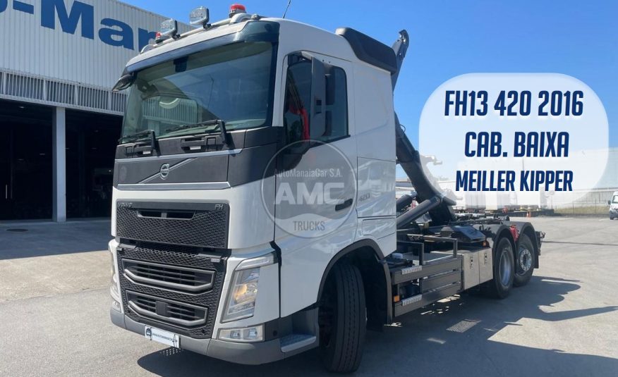 VOLVO FH13 420 EURO6 6X2 CABINE BAIXA AMPLIROLL MEILLER KIPPER 2016